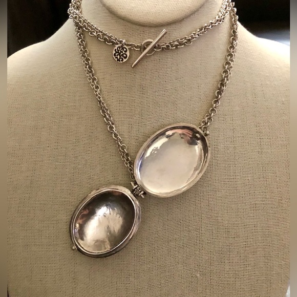 LOIS HILL Sterling Silver Quadruple Strand Double Sided Locket Toggle Necklace - Picture 6 of 17